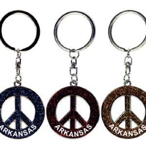 ARKANSAS KEYCHAIN GLITTER PEACE SYMBOL