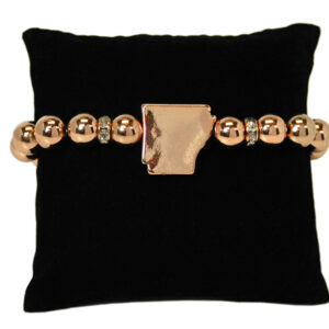 ARKANSAS BRACELET BEADED & STATE MAP ROSE GOLD