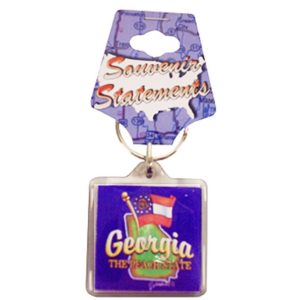 GEORGIA KEYCHAIN LUCITE MAP & FLAG