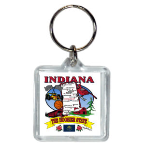 INDIANA KEYCHAIN LUCITE STATE MAP