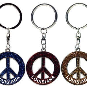LOUISIANA KEYCHAIN GLITTER PEACE SYMBOL