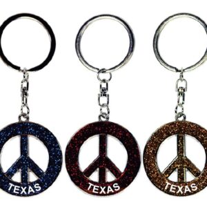 TEXAS KEYCHAIN GLITTER PEACE SYMBOL