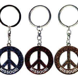MISSOURI KEYCHAIN GLITTER PEACE SYMBOL