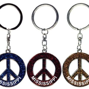 MISSISSIPPI KEYCHAIN GLITTER PEACE SYMBOL