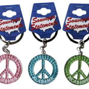 ALABAMA KEYCHAIN GLITTER PEACE SYMBOL