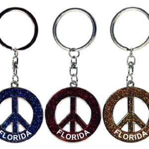 FLORIDA KEYCHAIN GLITTER PEACE SYMBOL