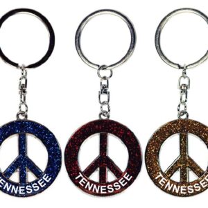 TENNESSEE KEYCHAIN GLITTER PEACE SYMBOL
