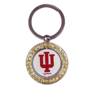 INDIANA HOOSIERS KEYCHAIN SPINNER RHINESTONES