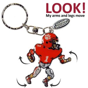 CLEMSON TIGERS KEYCHAIN METAL PLAYER MOVEABLE