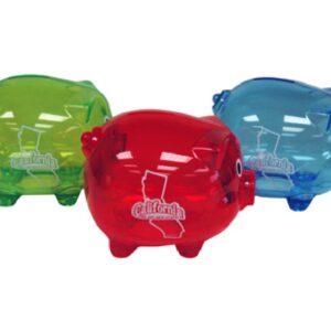 CALIFORNIA BANK PIG PLASTIC CLEAR