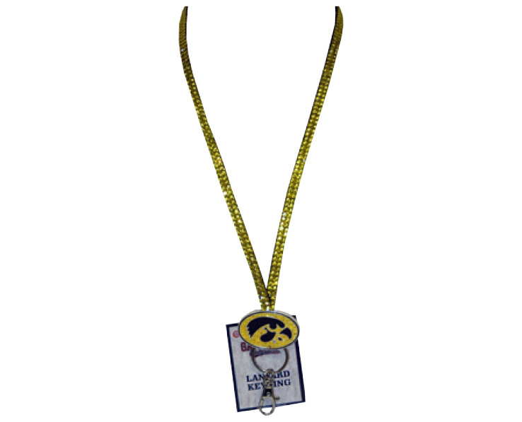 IOWA HAWKEYES KEYCHAIN LANYARD MAGIC GLITTER PENDANT