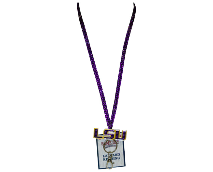 LSU TIGERS KEYCHAIN LANYARD MAGIC GLITTER PENDANT