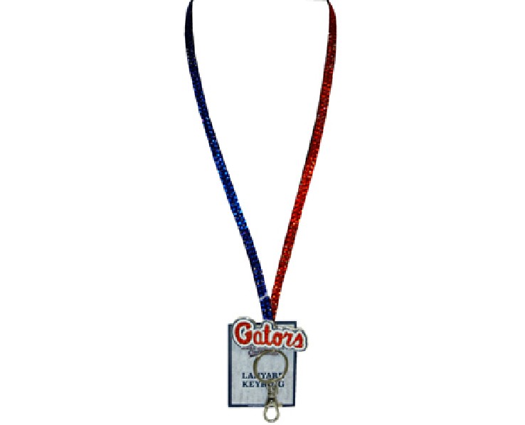 FLORIDA GATORS KEYCHAIN LANYARD MAGIC GLITTER PENDANT
