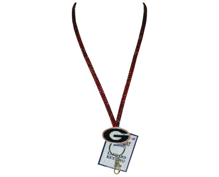 GEORGIA BULLDOGS KEYCHAIN LANYARD MAGIC GLITTER PENDANT