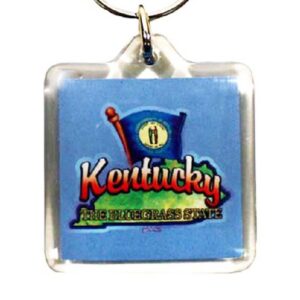 KENTUCKY KEYCHAIN LUCITE MAP & FLAG