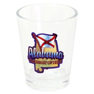 ALABAMA SHOTGLASS FROSTED MAP & FLAG