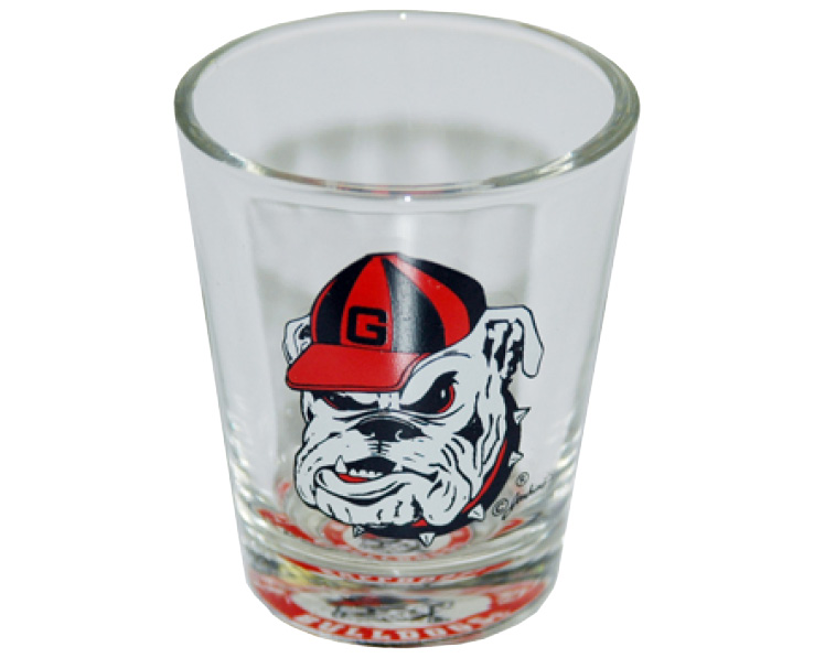 GEORGIA BULLDOGS SHOTGLASS BULLSEYE BOTTOM