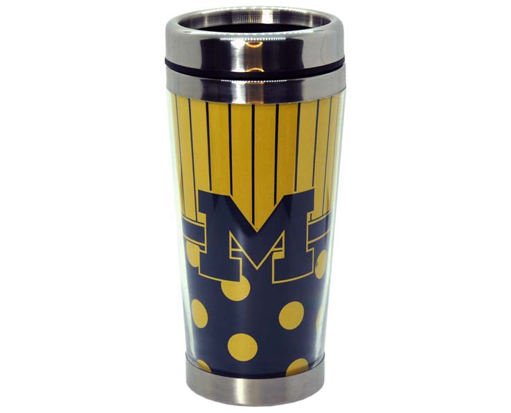 MICHIGAN WOLVERINES MUG TRAVEL POLKA DOT