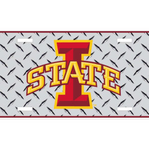 IOWA STATE CYCLONES CAR TAG DIAMOND PLATE