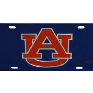 AUBURN TIGERS CAR TAG MIRRORED AU BLUE