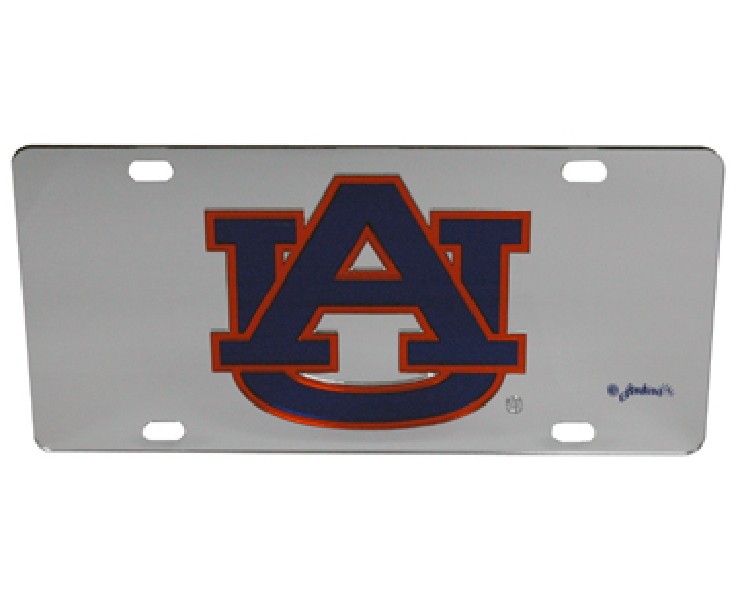 AUBURN TIGERS CAR TAG MIRRORED AU SILVER