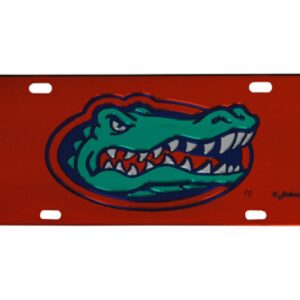 FLORIDA GATORS CAR TAG MIRRORED GATORHEAD ORANGE