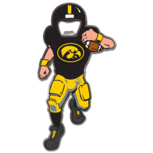 IOWA HAWKEYES BOTTLE OPENER MAGNET METAL PLAYER