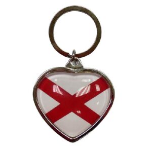 ALABAMA KEYCHAIN METAL HEART FLAG