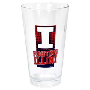 ILLINOIS FIGHTING ILLINI PINT GLASS DOT PATTERN
