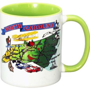 NORTH CAROLINA MUG BLU 2-TONE STATE MAP FUN