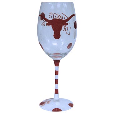 TEXAS LONGHORNS DRINKWARE WINE GLASS