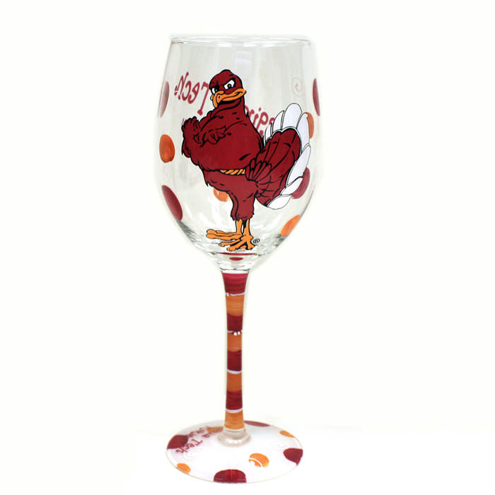 VIRGINIA TECH HOKIES DRINKWARE WINE GLASS