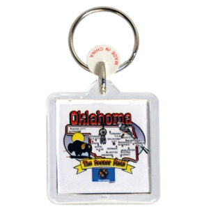 OKLAHOMA KEYCHAIN LUCITE STATE MAP