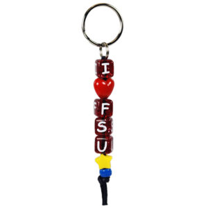 FLORIDA STATE SEMINOLES KEYCHAIN BEADED I LUV FSU