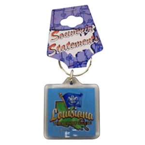 LOUISIANA KEYCHAIN LUCITE MAP & FLAG