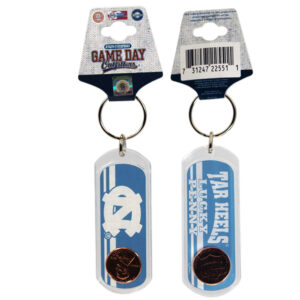 NORTH CAROLINA TAR HEELS KEYCHAIN LUCITE LUCKY PENNY