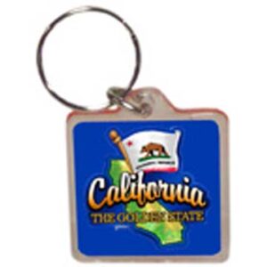 CALIFORNIA KEYCHAIN LUCITE MAP & FLAG