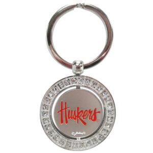 NEBRASKA CORNHUSKERS KEYCHAIN SPINNER RHINESTONES