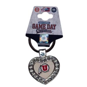 UTAH UTES KEYCHAIN METAL HEART I LUV