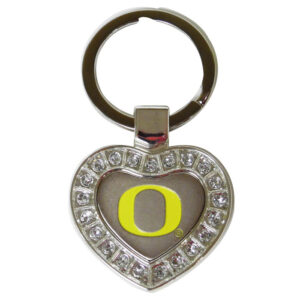 OREGON DUCKS KEYCHAIN METAL HEART I LUV