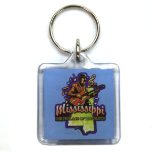 MISSISSIPPI KEYCHAIN LUCITE MAP & FLAG
