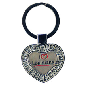 LOUISIANA KEYCHAIN METAL HEART I LUV
