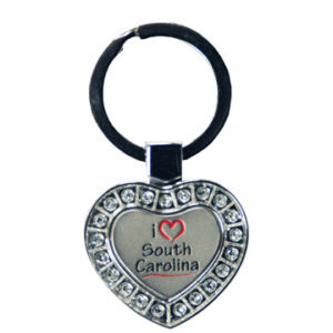 SOUTH CAROLINA KEYCHAIN METAL HEART I LUV