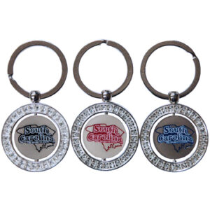 SOUTH CAROLINA KEYCHAIN SPINNER RHINESTONE