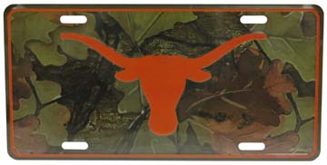 TEXAS LONGHORNS CAR TAG CAMO