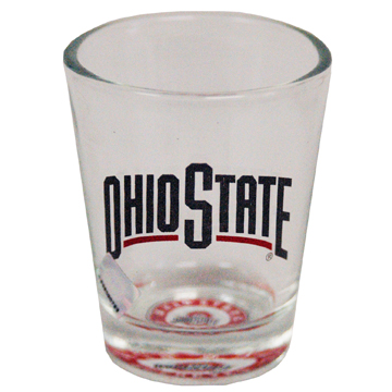 OHIO STATE BUCKEYES SHOTGLASS BULLSEYE BOTTOM