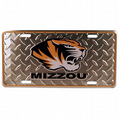 MISSOURI TIGERS CAR TAG DIAMOND PLATE
