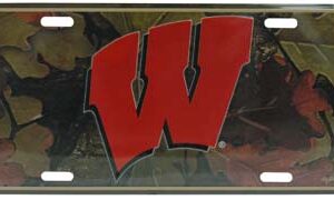 WISCONSIN BADGERS CAR TAG CAMO