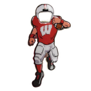WISCONSIN BADGERS BOTTLE OPENER MAGNET METAL PLAYER