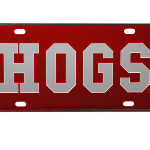 ARKANSAS RAZORBACKS CAR TAG MIRRORED RED HOGS